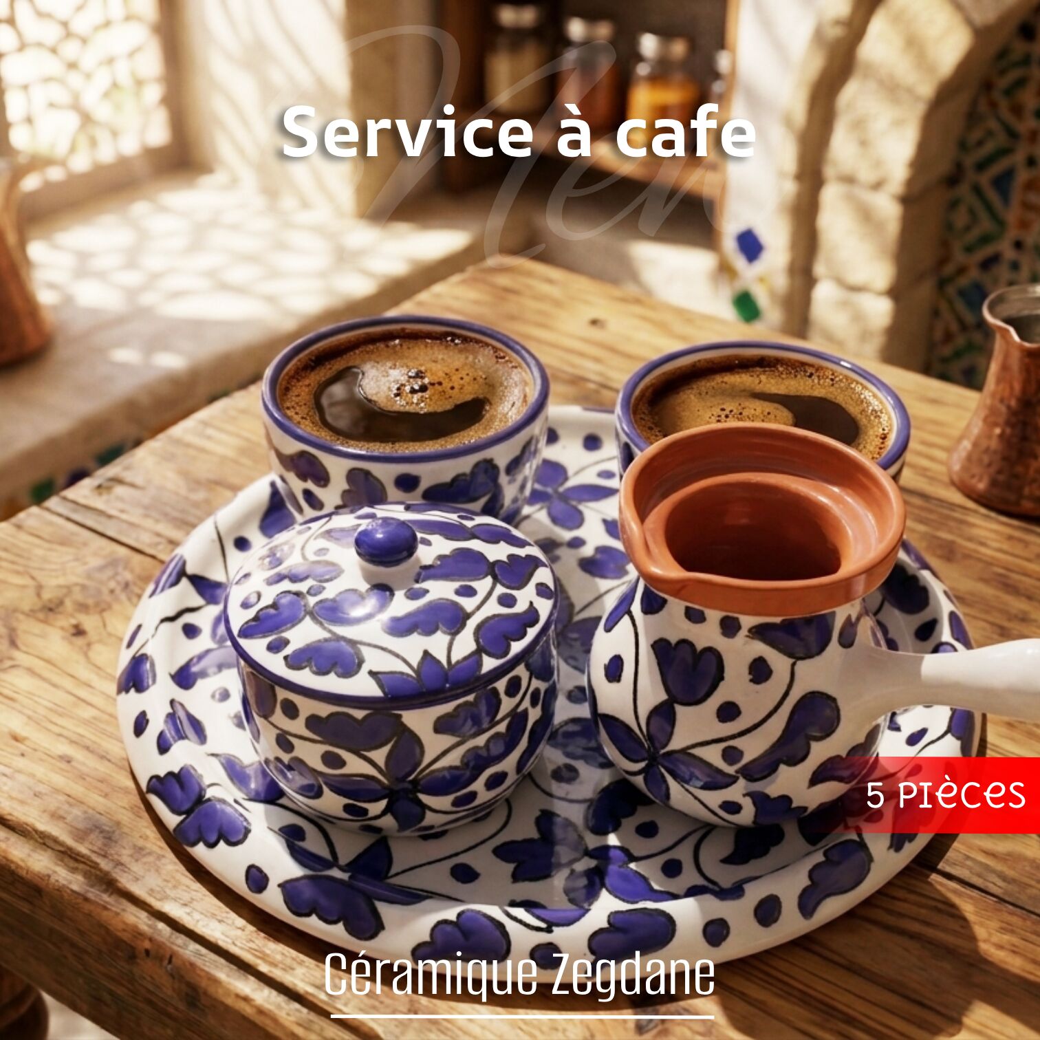 Service à Café Fleurs Bleu – Image 1
