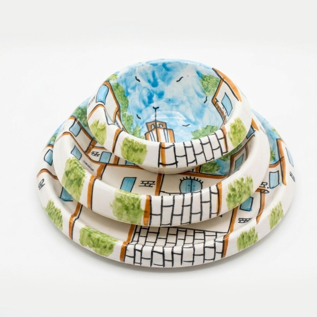 Ensemble assiettes & bols – Collection Sidi Bou Saïd – Image 1
